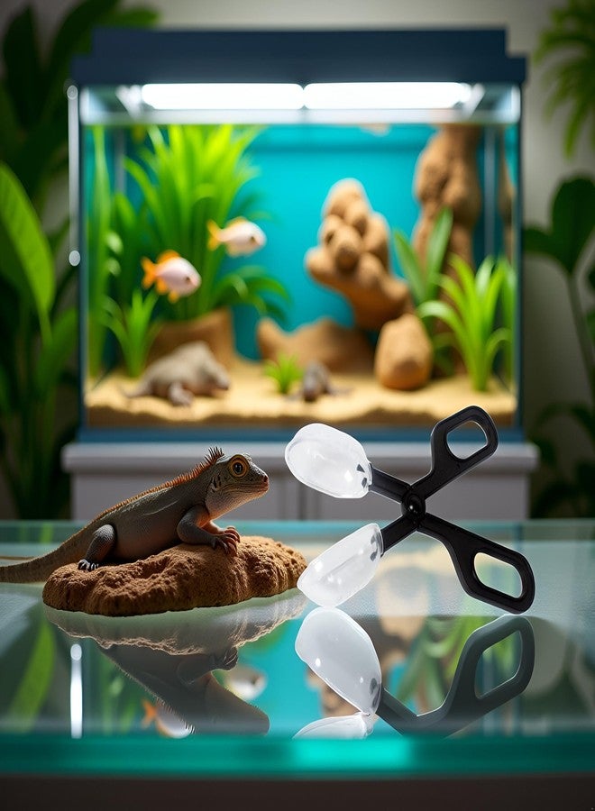 Zhuluck Black Reptiles Feeding Scooper Poop Cleaning Clamp Spoon-shaped Tips Feeder Tweezers Aquarium Tank and Terrarium Cleaning Tool,For Snakes Lizard Tarantulas Reptile Supplies Reptiles and Amphibians - Image 3